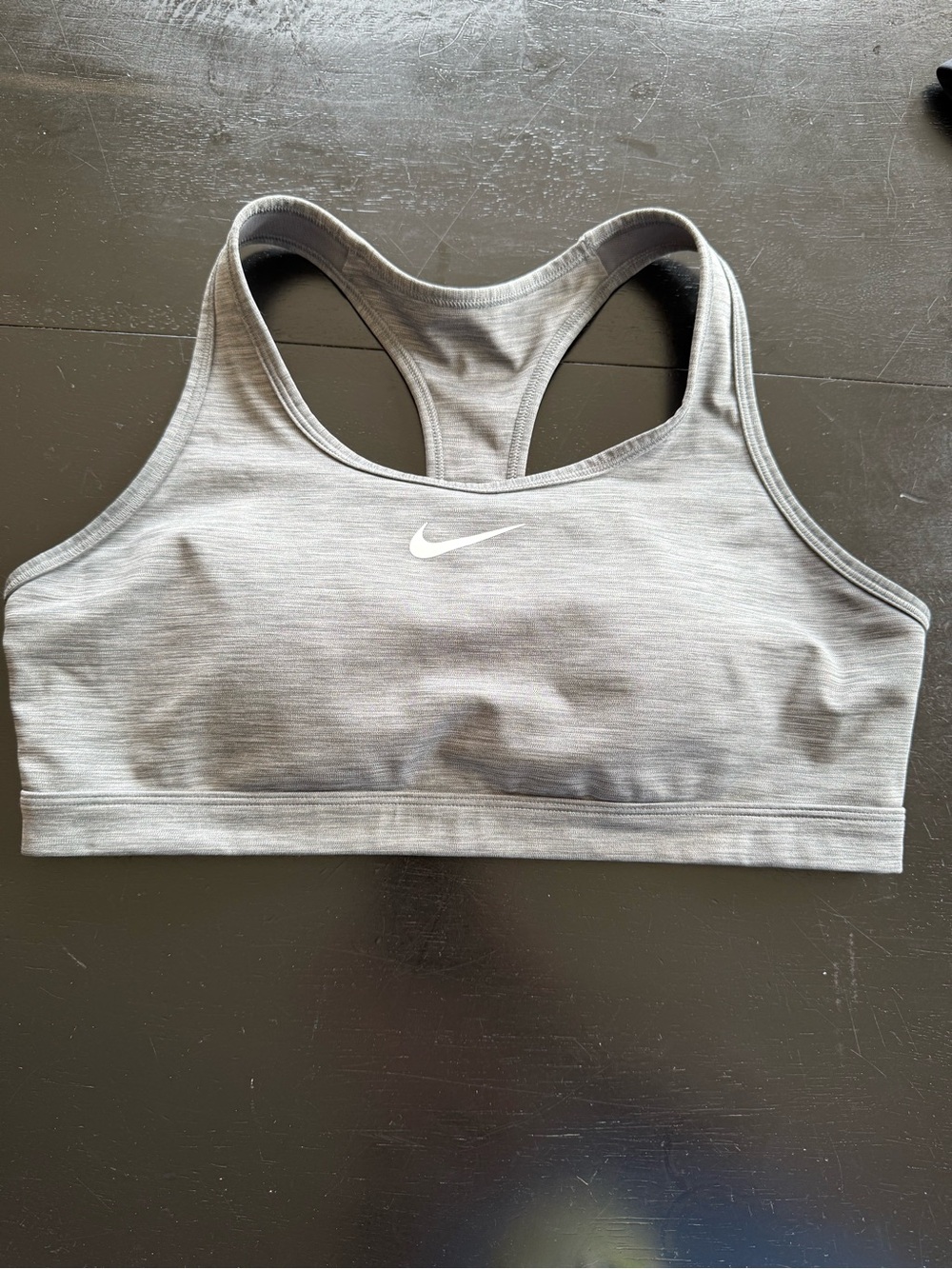 Nike Light Grey Racerback Sports Bra with White Swoosh